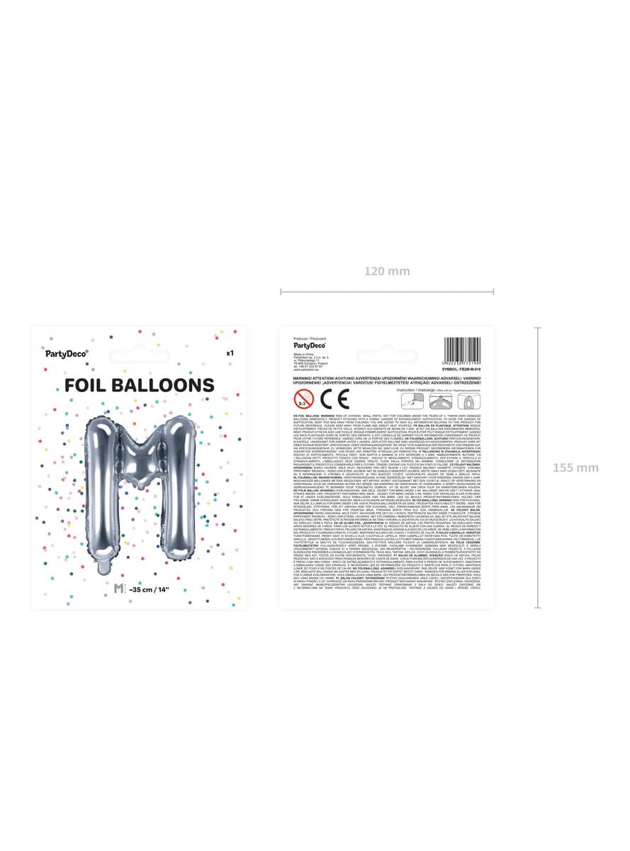 Letter M Foil Balloon in Silver