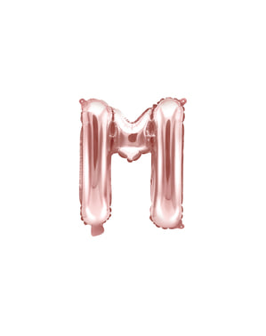 Balão em alumínio letra M rosa dourado