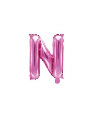 Fóliový balónek ve tvaru písmene N v tmavěrůzové barvě