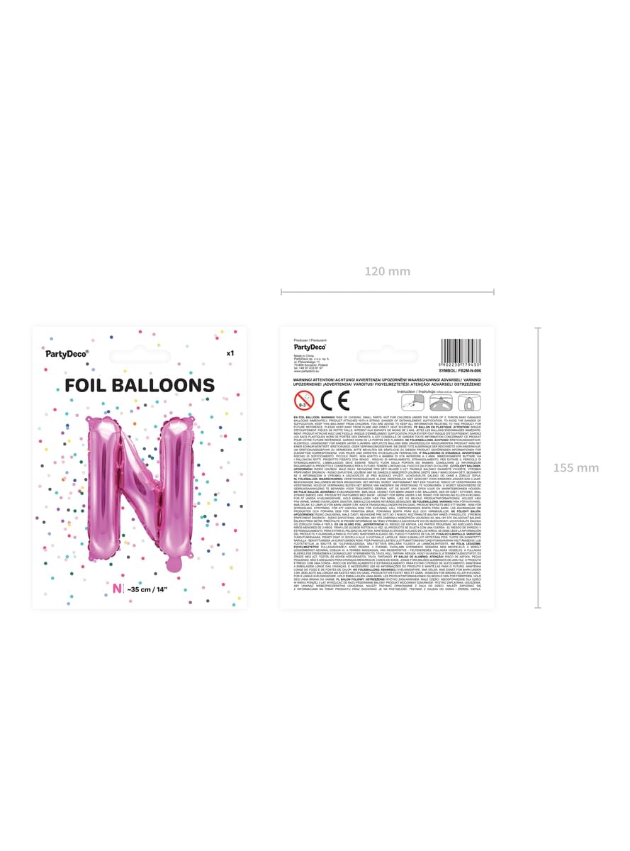 Balão foil letra N rosa escuro