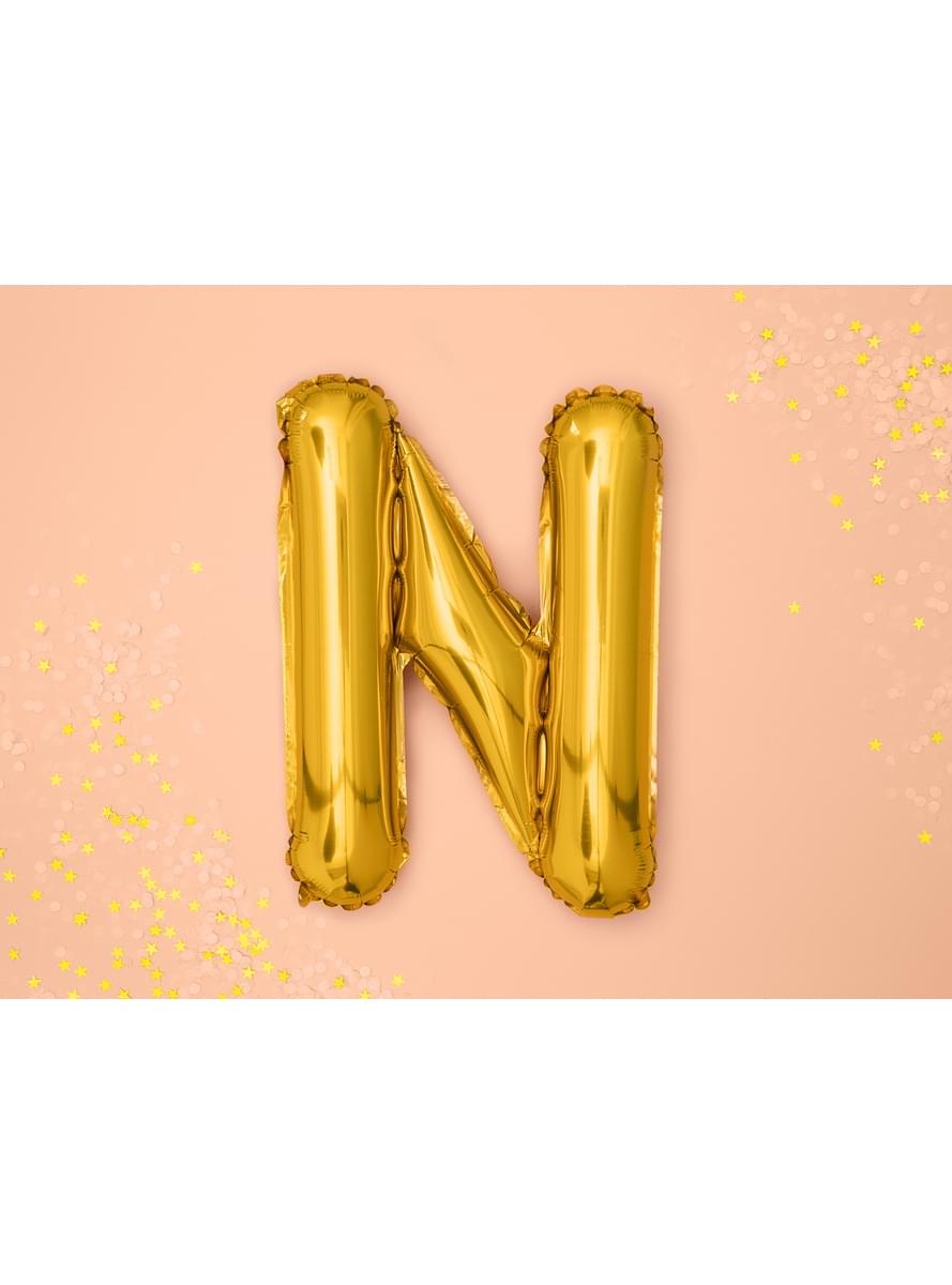 Letter N Foil Balloon in Gold