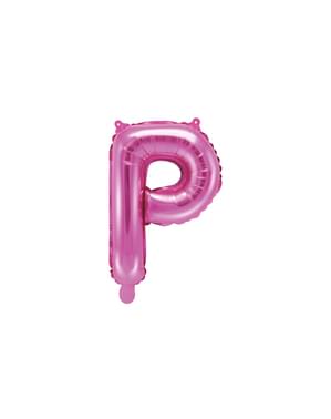 Ballon aluminium lettre P rose foncé