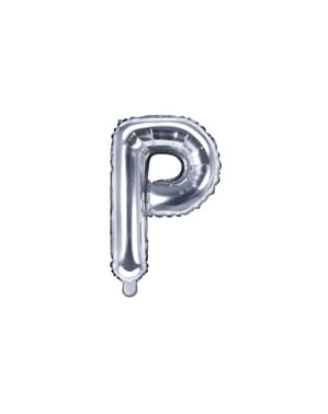 Буква P фольгированный шар в серебре