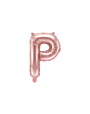 Balão em alumínio letra P rosa dourado