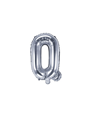 Fóliový balónek ve tvaru písmene Q ve stříbrné barvě