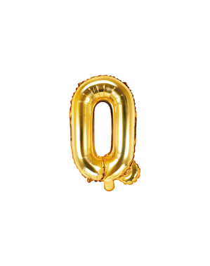 Fóliový balónek ve tvaru písmene Q ve zlaté barvě