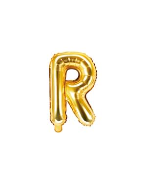 Fóliový balónek ve tvaru písmene R ve zlaté barvě