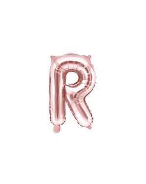 Balon huruf R foil dalam emas mawar
