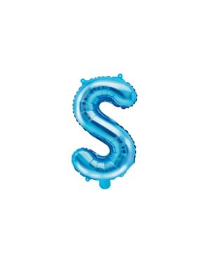 Fóliový balónek ve tvaru písmene S v modré barvě