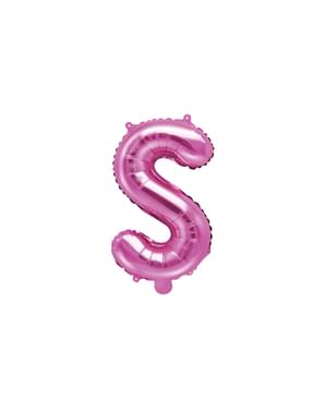 Буква S фольгированный шар в темно-розовый