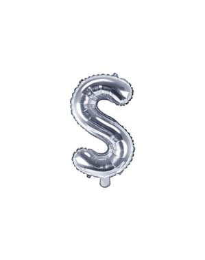 Fóliový balónek ve tvaru písmene S ve stříbrné barvě
