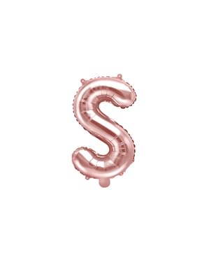 Letter S folie ballon in rosé goud