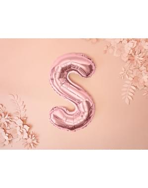Letter S foil balloon in rose gold