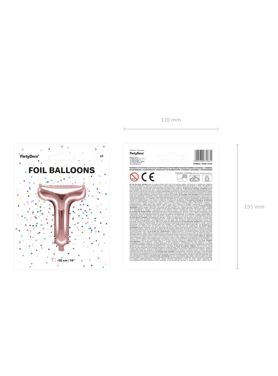 Folienballon Buchstabe T roségold