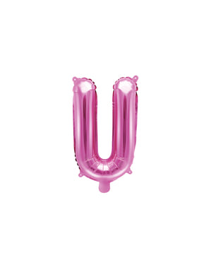 Balon Foil Huruf U dalam Gelap Pink