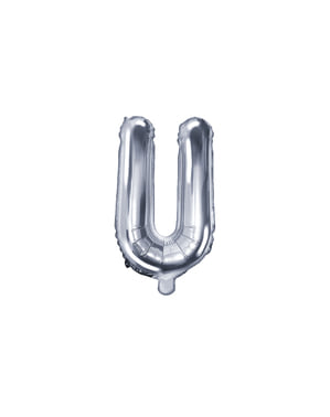 Letter U Foil Balloon in Zilver (35cm)