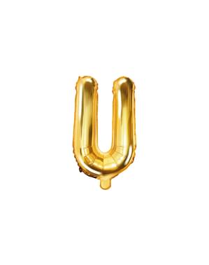 Letter U Foil Balloon in Gold (35cm)