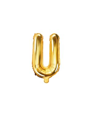 Złoty balon foliowy Litera U (35cm)