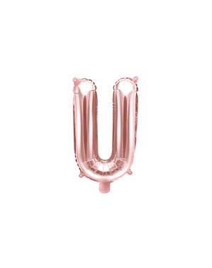 Balon folie litera U roz auriu (35cm)