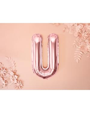 Globo foil letra U oro rosa (35 cm)