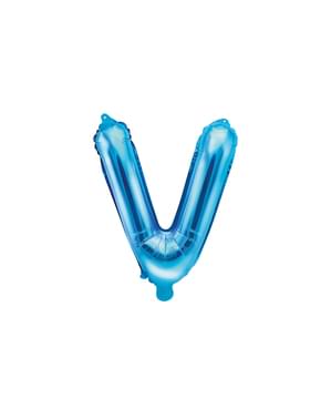 Буква V Фольга куля в блакитному (35см)
