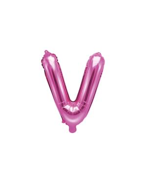 Letter V Foil Balloon in Dark Pink (35cm)