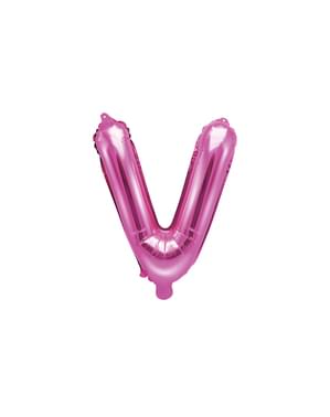 Palloncino di foil lettera V rosa scuro (35cm)