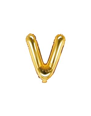 Буква V Фольга куля в золоті (35см)