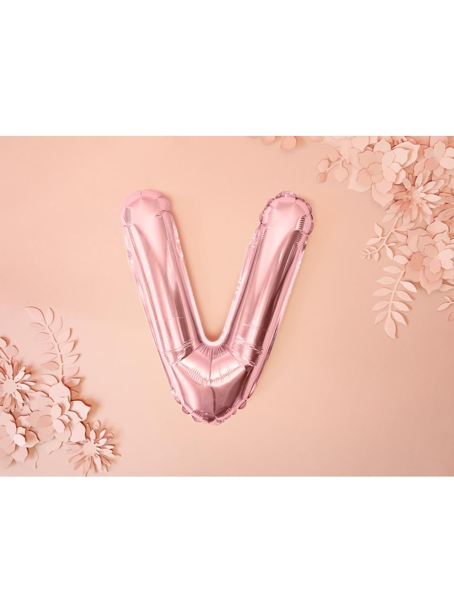 Palloncino di foil lettera V color oro rosa (35cm)