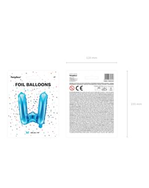 Balão foil letra W azul (35cm)