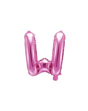 Huruf W Foil Balon dalam Gelap Pink