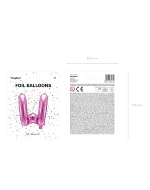Fóliový balónek ve tvaru písmene W v tmavěrůzové barvě (35cm)