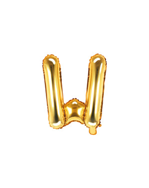 Fóliový balónek ve tvaru písmene W ve zlaté barvě (35cm)