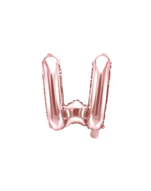 Balão em alumínio letra W rosa dourado  (35cm)
