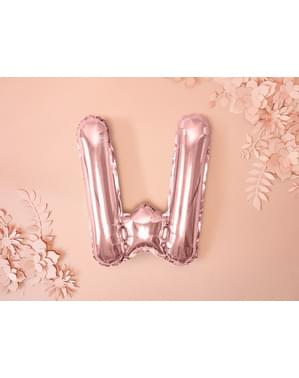 Huruf W menggulung balon di emas mawar