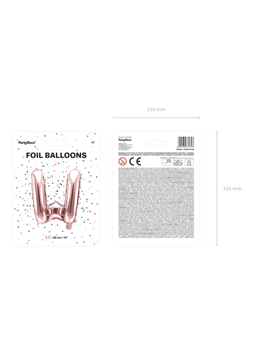 Foliový balonek písmeno W růžové zlato (35cm)