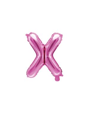 Fóliový balónek ve tvaru písmene X v tmavěrůzové barvě (35cm)