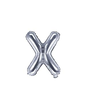 Fóliový balónek ve tvaru písmene X ve stříbrné barvě (35cm)