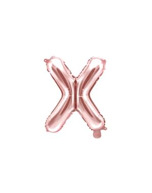 Balon folie litera X roz auriu (35cm)