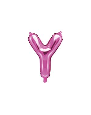 Fóliový balónek ve tvaru písmene Y v tmavěrůzové barvě (35cm)