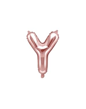 Balon folie litera Y roz auriu (35 cm)