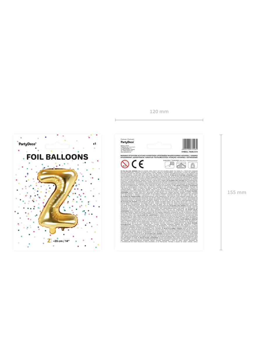 Folienballon Buchstabe Z gold (35 cm)