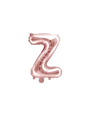 Huruf Z menggulung balon dalam emas mawar