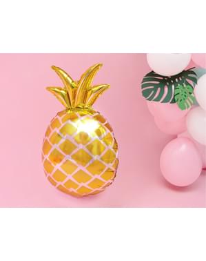 Foil balloon of a gold pineapple - Aloha Turquoise