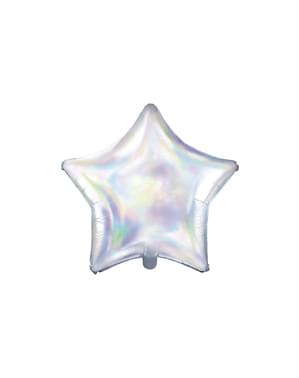 इंद्रधनुषी रंगों में एक तारे के आकार में बैलून को फोड़ा