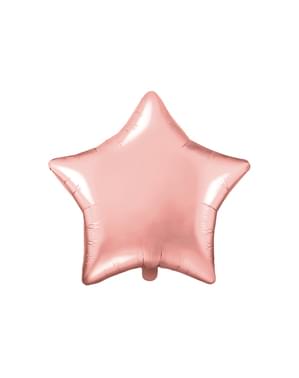 Фолиев балон с форма на звзда в цвят розово злато