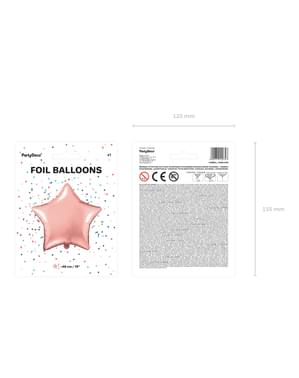 Foil balloon in the shape of a star in rose gold