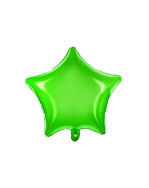 Yeşil bir yıldız şeklinde folyo balon