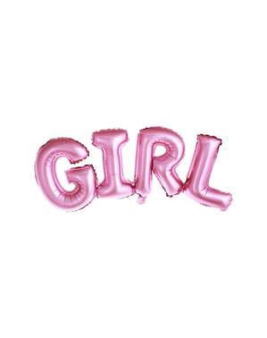 "GIRL" गुलाबी रंग में पन्नी गुब्बारा