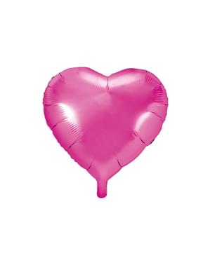 Balão em alumínio em forma de coração cor-de-rosa escuro